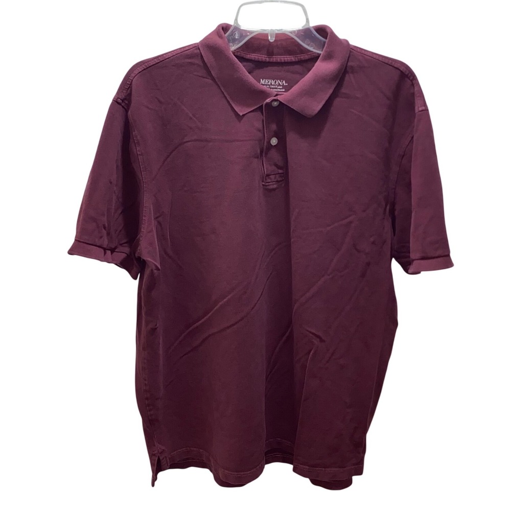 Merona Ultimate Polo Mens XL Burgundy Short Sleeve Pique Knit Shirt L222 - Picture 5 of 7